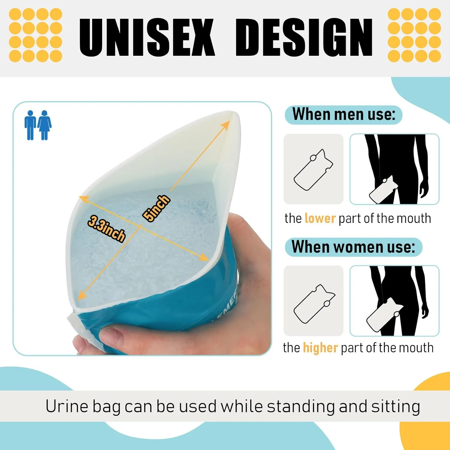 Nuogo 50 Pcs Disposable Urinal Bag Portable Emergency Mini Toilet Travel Pee Unisex Urinal Vomit Bag for Travel, Camping, Hiking Traffic Jam Emergency for Women Men Kids Patient