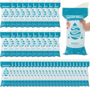 Nuogo 50 Pcs Disposable Urinal Bag Portable Emergency Mini Toilet Travel Pee Unisex Urinal Vomit Bag for Travel, Camping, Hiking Traffic Jam Emergency for Women Men Kids Patient