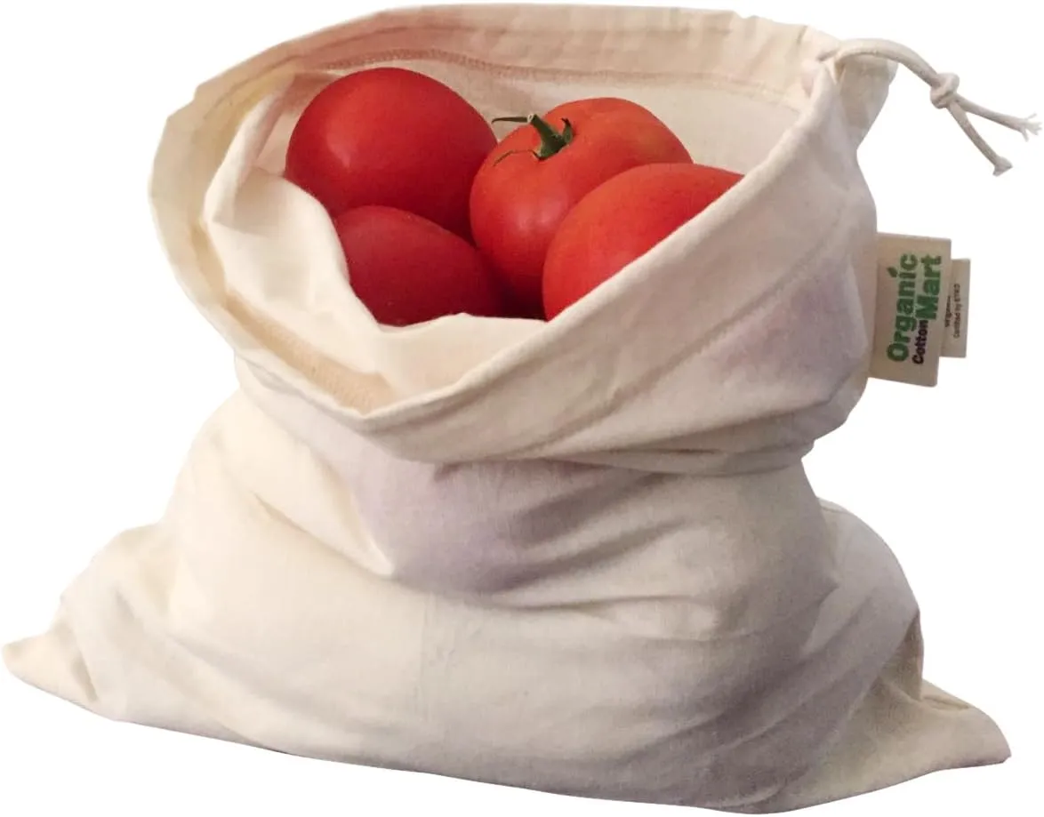 Nut Milk Bag - Reusable produce Sacks - Vegetable Cotton Muslin Bags for Refrigerator, Storing potato, Large and Washale Hemp Bags (3 Large - 12"x15")