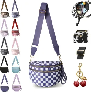Nuvore Crossbody Bag, 2025 New Nuvore ComfortBag for Women, Spacious Stylish Checkered Bum Bag with Shoulder Strap