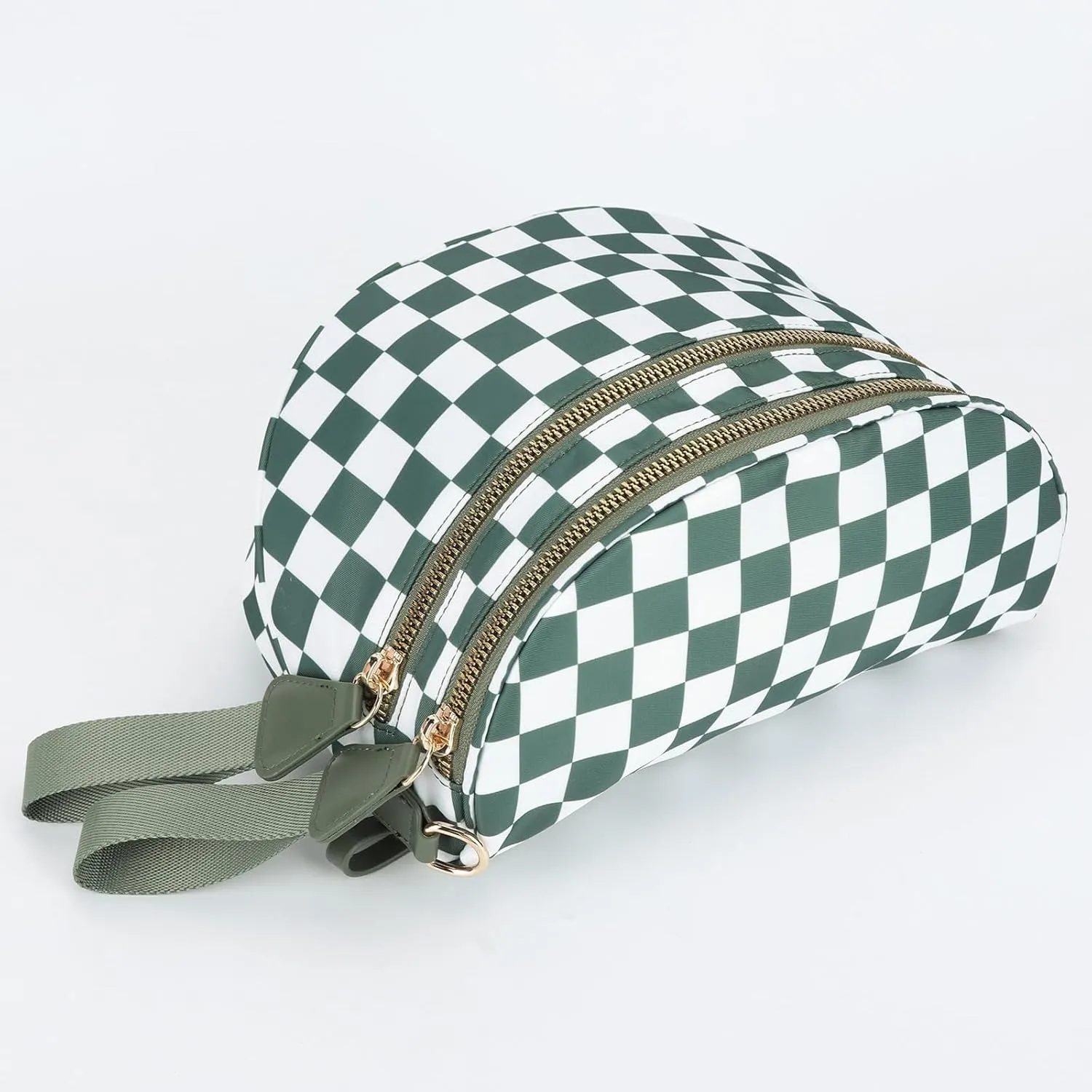 Nylon Crossbody Bag for Women, Large Checkered Purse, Black Handbag for Shopping Travel