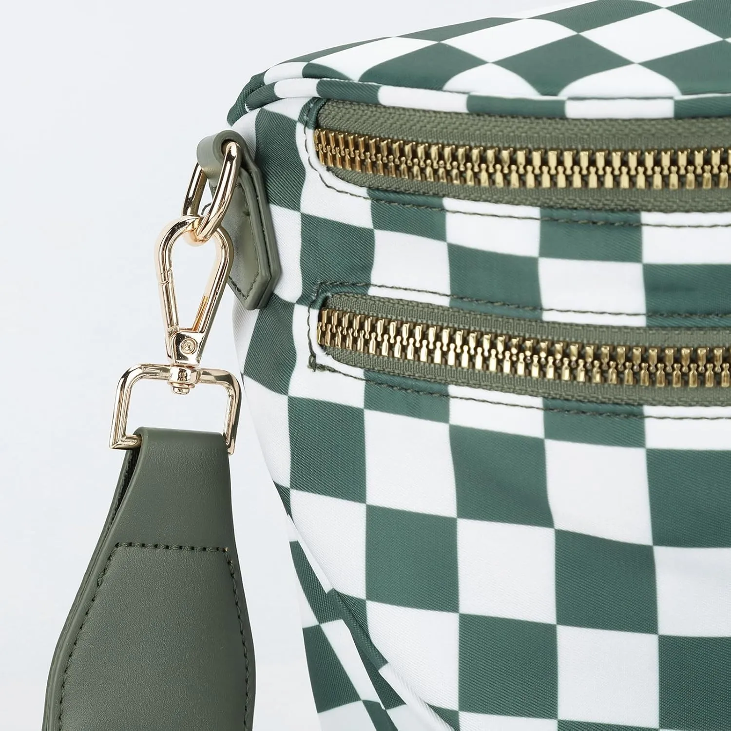 Nylon Crossbody Bag for Women, Large Checkered Purse, Black Handbag for Shopping Travel