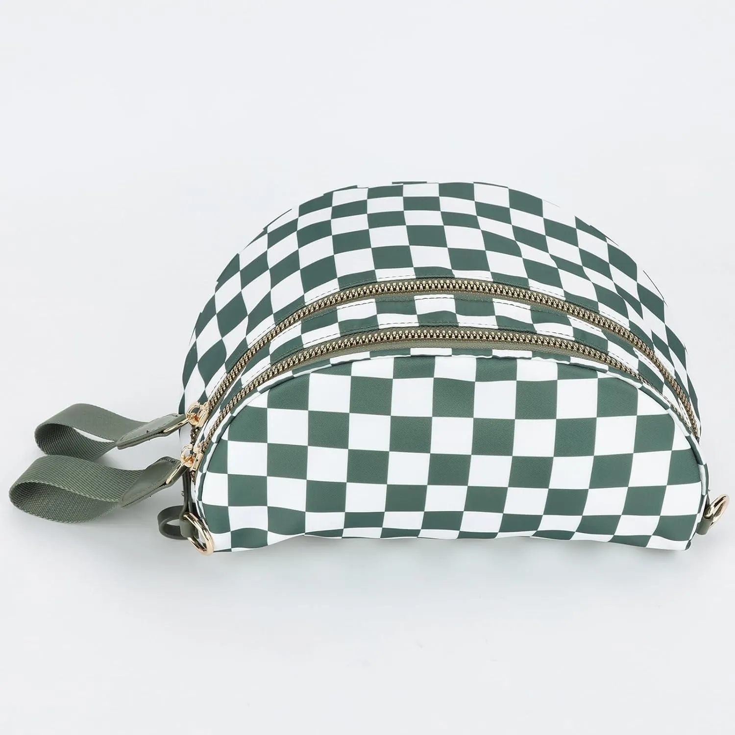 Nylon Crossbody Bag for Women, Large Checkered Purse, Black Handbag for Shopping Travel