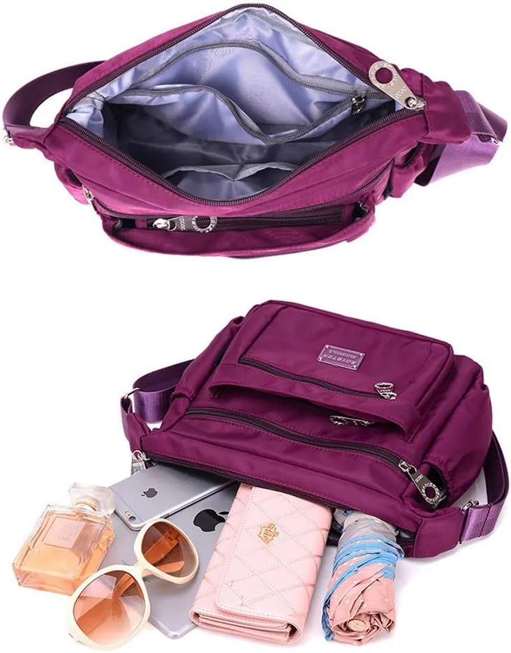 Nylon Crossbody Bags for Women with Pockets Waterproof Lightweight Shoulder Bag