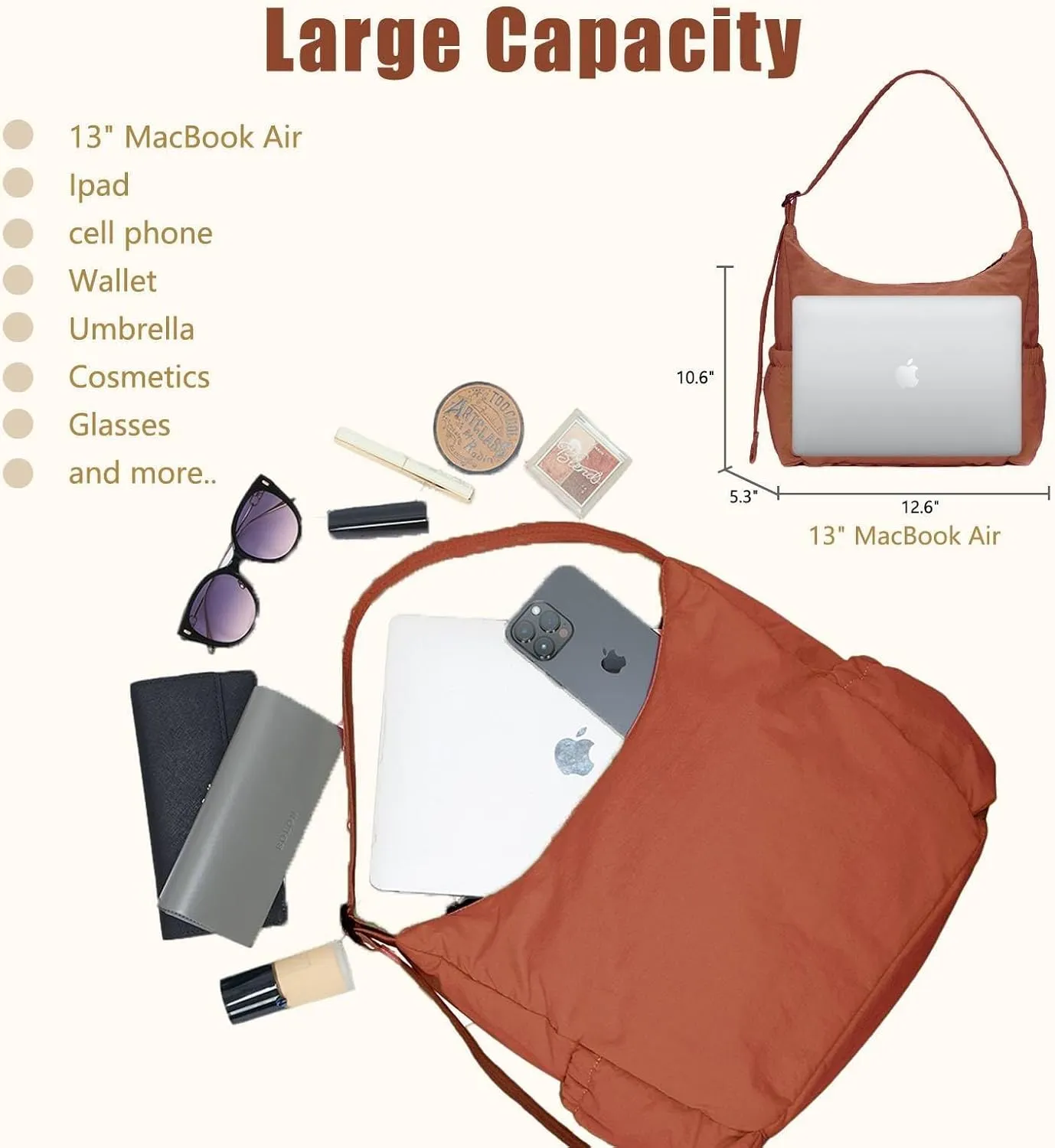 Nylon Hobo Crossbody Bags Lightweight Shoulder Bag Casual Work Travel Handbags 2025 Trendy with Adjustable Quilted Strap