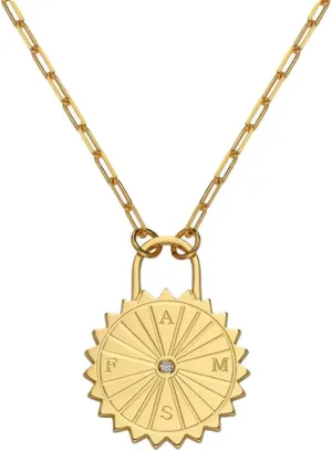 Oak & Luna - Personalized Sun Compass Initials Necklace With Cubic Zirconia/Diamond - Sterling Silver 0.925, Gold Vermeil - Designer Gift For Her, Women, Mom - Dainty Jewelry For Mother's Day, Christmas, Birthday
