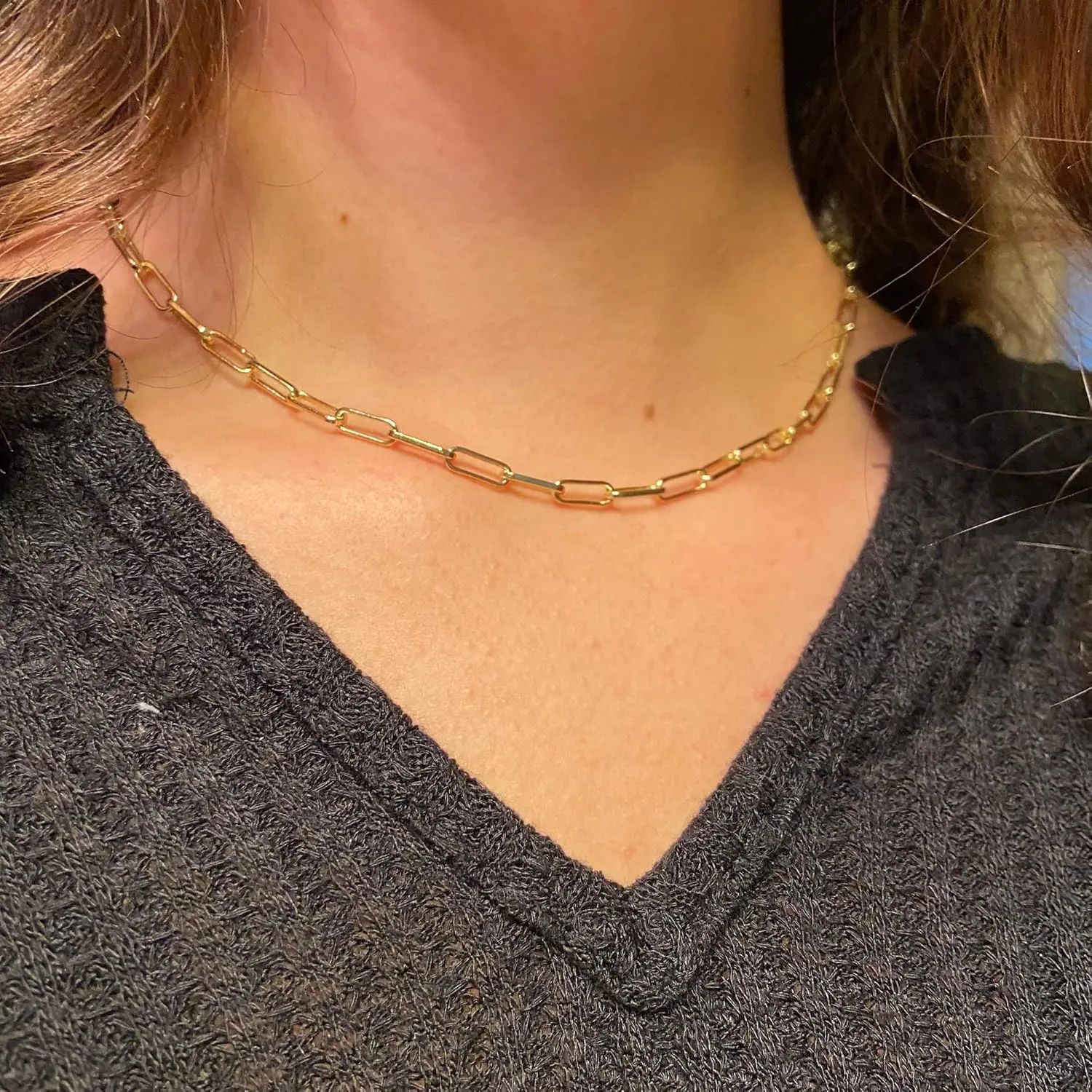 OCHCOH 14K Gold Over 2.5/3/4/5mm 925 Sterling Silver Clasp Paperclip Chain Necklace for Women Gold Chain for Women 16, 18, 20, 22, 24, 26, 30 Inches
