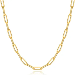 OCHCOH 14K Gold Over 2.5/3/4/5mm 925 Sterling Silver Clasp Paperclip Chain Necklace for Women Gold Chain for Women 16, 18, 20, 22, 24, 26, 30 Inches
