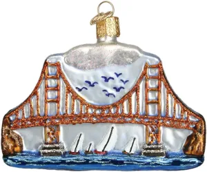 Old World Christmas Cities, Places and Landmarks Glass Blown Ornaments for Christmas Tree Golden Gate
