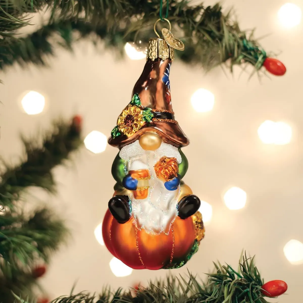 Old World Christmas Fall Harvest Gnome Glass Blown Ornament for Christmas Tree