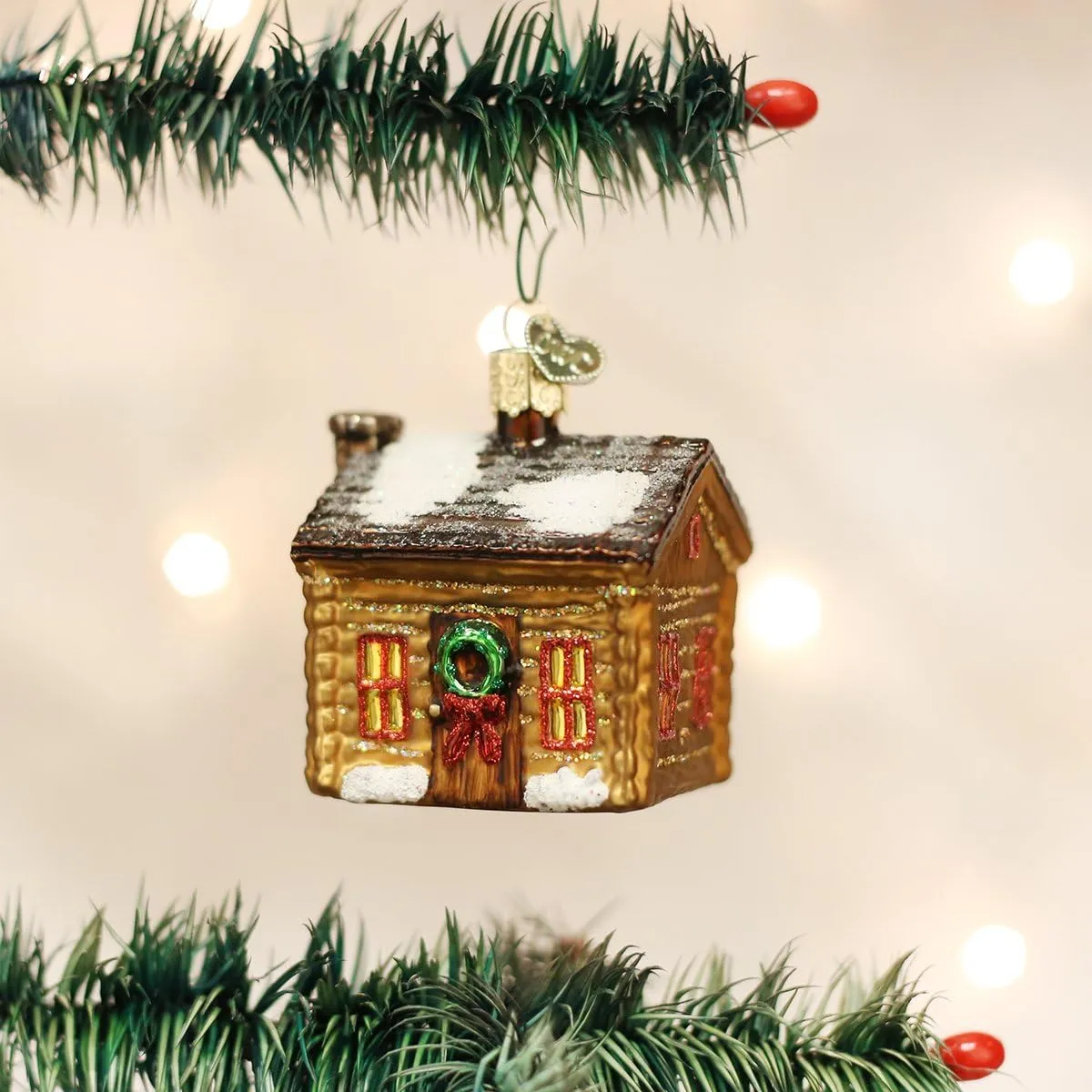 Old World Christmas Home Gifts Glass Blown Ornaments for Christmas Tree Log Cabin