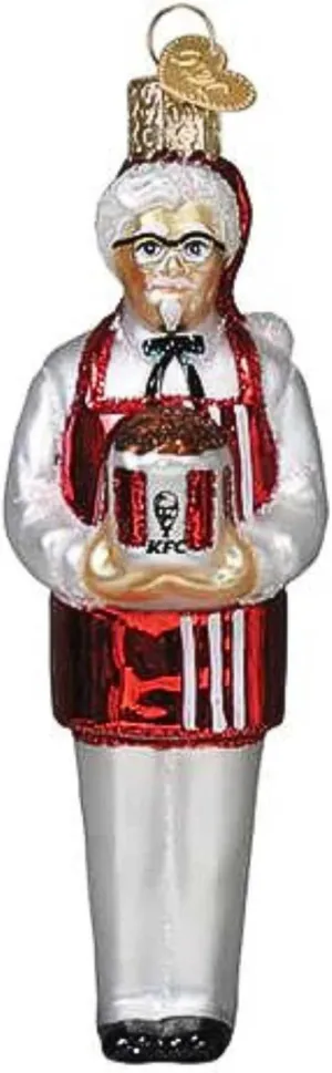 Old World Christmas KFC Colonel Sanders Glass Hanging Ornament