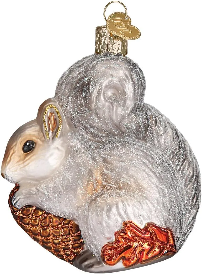 Old World Christmas Ornaments: Wildlife Animals Glass Blown Ornaments for Christmas Tree, Hungry Squirrel