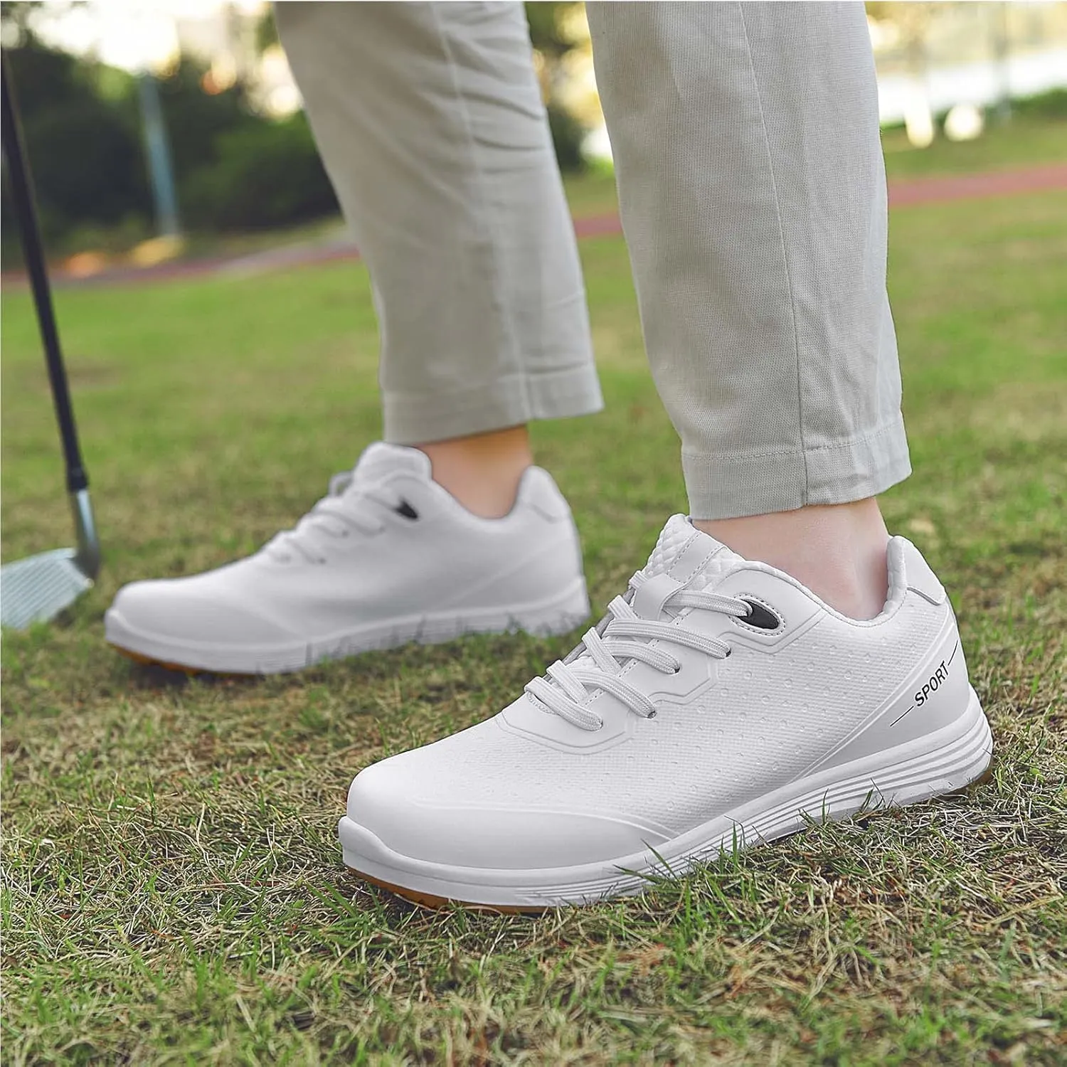 ONAIC Golf Shoes Womens Wide Fitting Casual Waterproof Sneakers Breathable Spikeless Trainers Big Size