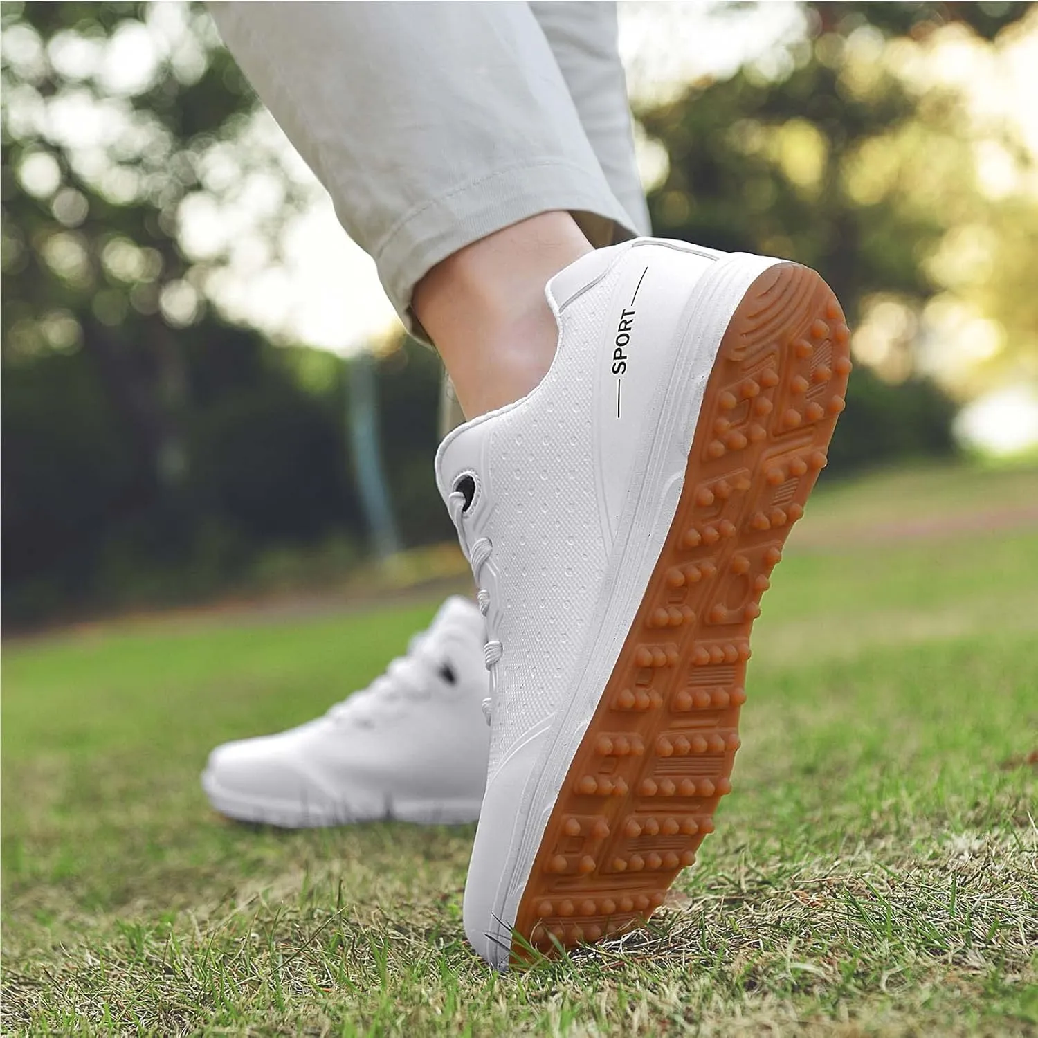 ONAIC Golf Shoes Womens Wide Fitting Casual Waterproof Sneakers Breathable Spikeless Trainers Big Size