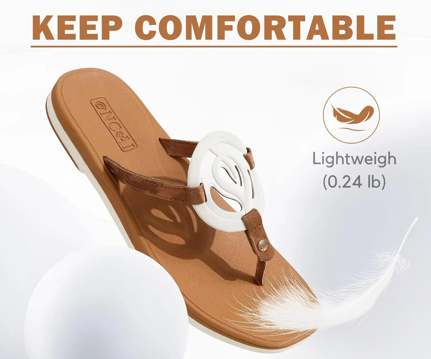 ONCAI Womens Flip Flops Fashion Flat Sandals Summer Vacations Casual Cute Slip On Dressys Sandals for Woman Size 6-11