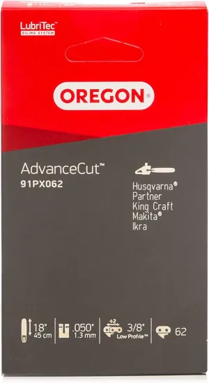 Oregon AdvanceCut 91PX Chainsaw Chain Fits 45 cm Bosch, Dolmar, Gardol, Greenworks, Matrix, Scheppach Chainsaws, 62 Drive Links