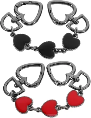OSALADI 2pcs Heart Purse Extender Chain with Bag Strap Stylish Bag Chain Extension for Fashionable Handbags Durable Heart Clasp Design Easy to Install and Remove