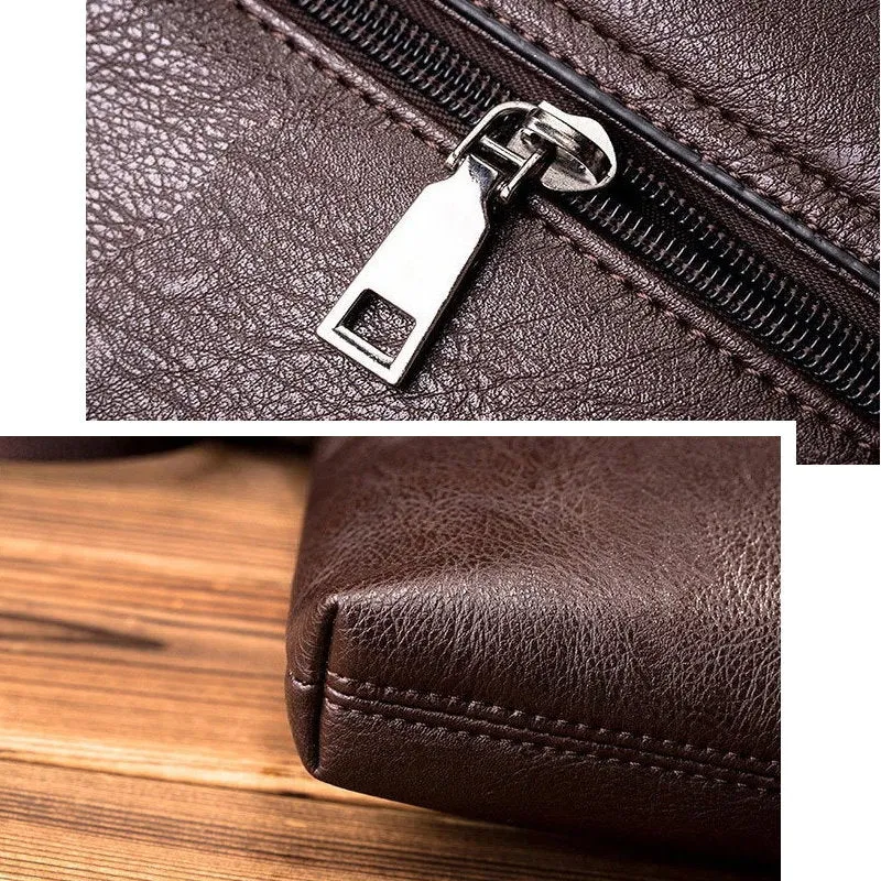OSKA Men's Shoulder Crossbody Pu Leather Bag - Light Brown