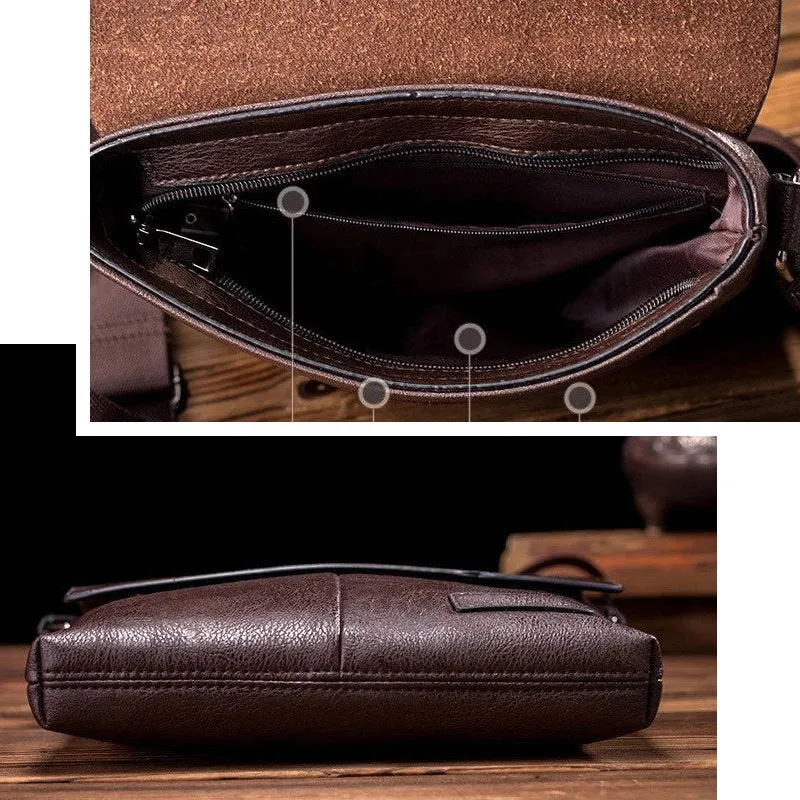 OSKA Men's Shoulder Crossbody Pu Leather Bag - Light Brown