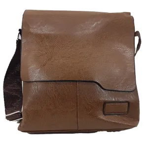OSKA Men's Shoulder Crossbody Pu Leather Bag - Light Brown