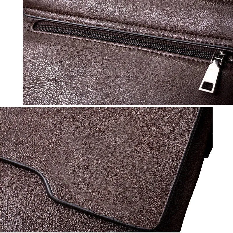 OSKA Men's Shoulder Crossbody Pu Leather Bag - Light Brown