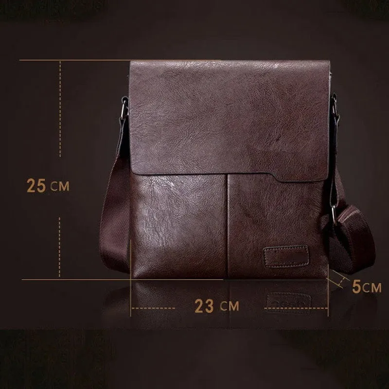 OSKA Men's Shoulder Crossbody Pu Leather Bag - Light Brown