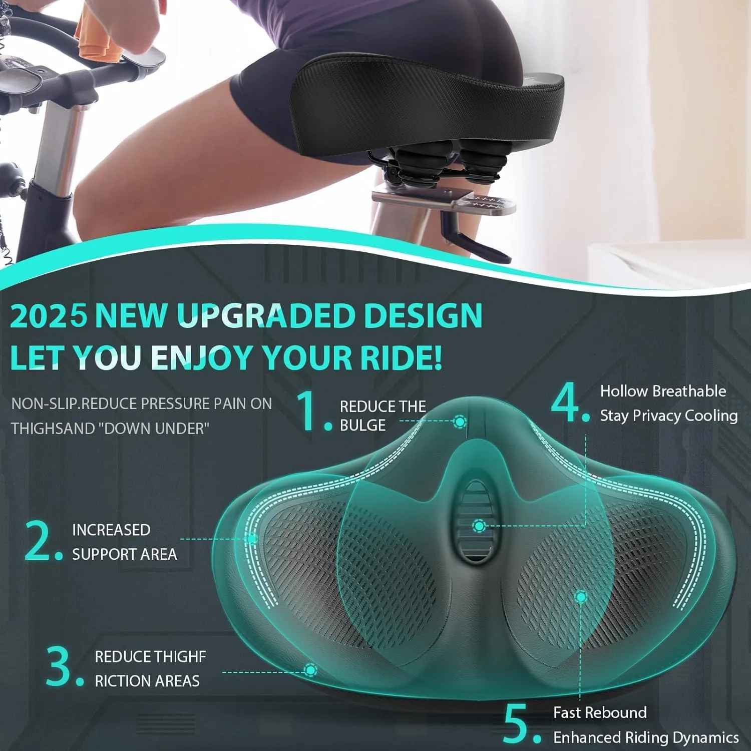 Oversizd Bike Seat, Premium Stationary Comfortable Extra Large Bike Seat for Women & Men, Waterproof Adults Wide Bicycle Seat for Peloton, Spin Bike, Exercise Bike, Cruiser Bike