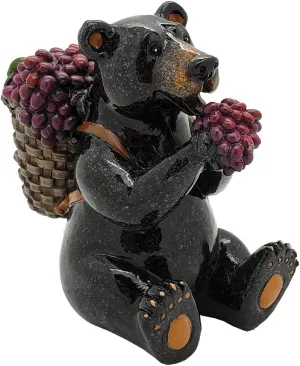 Pacific Giftware Animal World Black Bear Berry Picking Farmer Resin Figurine Home Decor