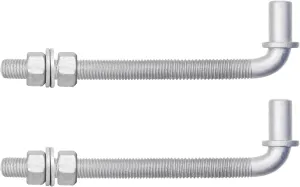 [Pack of 2] 8" J-Bolt Chain Link Fence Gate Hinge, Galvanized Steel J-Bolt Post Hinge with 5/8" Male Hinge Pin, Nuts & Washers Included.