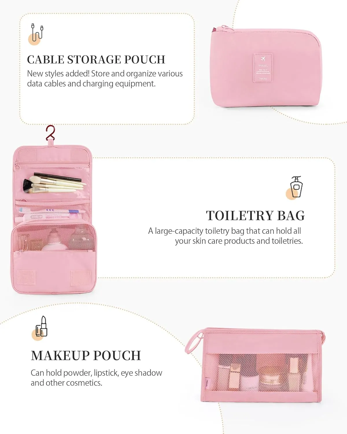 Packing Cubes 11 PCS, Mesh Breathable Luggage Organizers Bags, Packing Organizers, Durable Travel Essentials Bags Set, Travel Packing Organizers, Pink