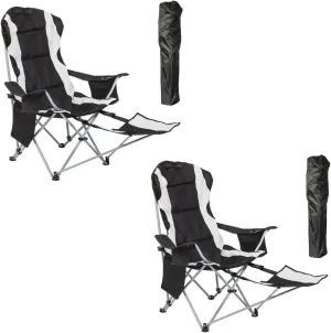Padded Camping Chair   2 Pack Camping Chair w Foot Rest