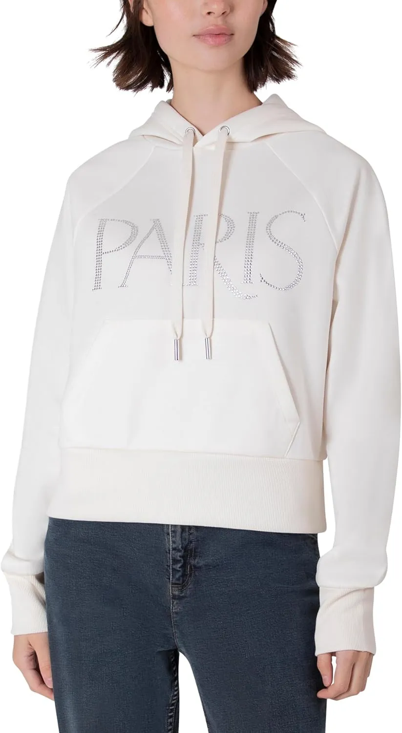 Paris Hilton Women's Sporty Embellished Sweatshirt Hoodie