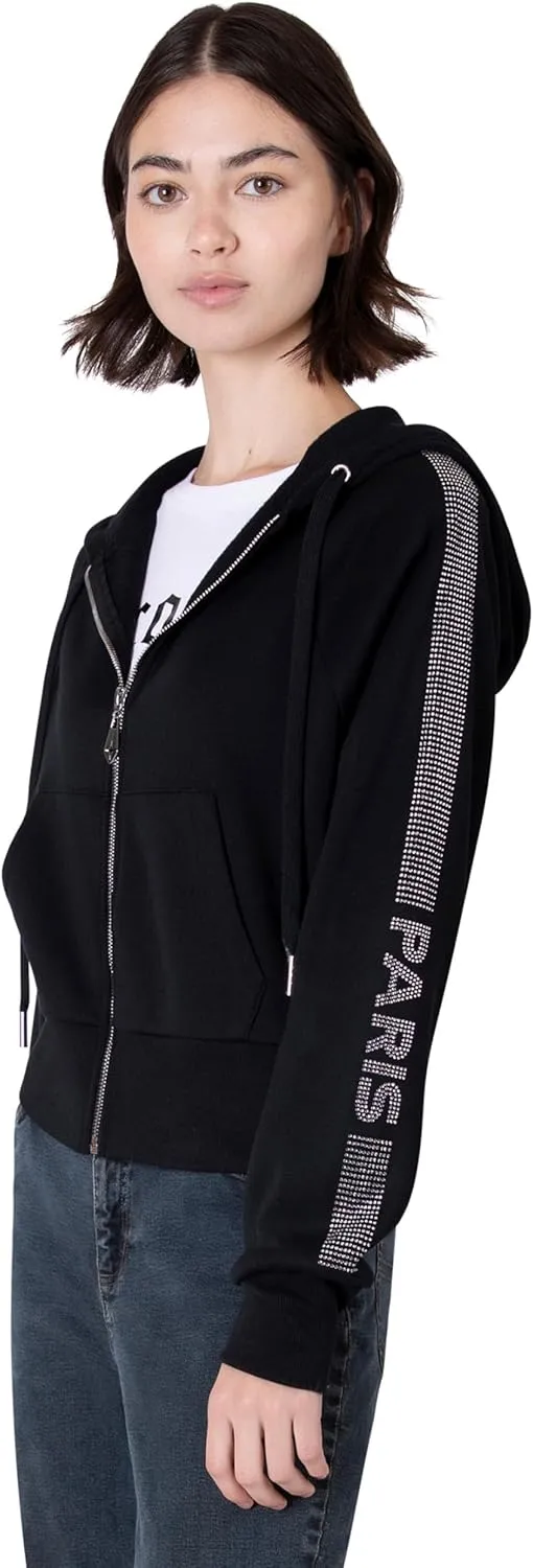 Paris Hilton Women's Sporty Embellished Sweatshirt Hoodie