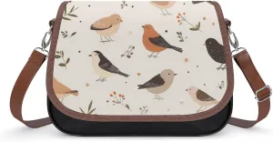 Pastoral Sparrow Birds Crossbody Bags for Women Shoulder Bag Flap Handbags Leather Cross Body Purse