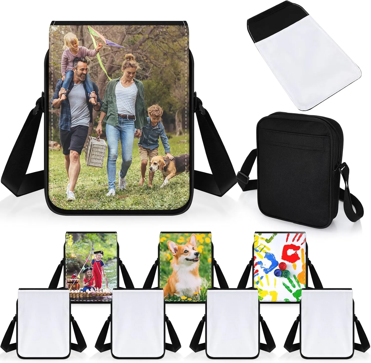 Paterr 2 Pcs Sublimation Bags Blanks Crossbody Shoulder Sport Bag DIY Sublimation Purse for Father's Day Birthday Crafting Gifts