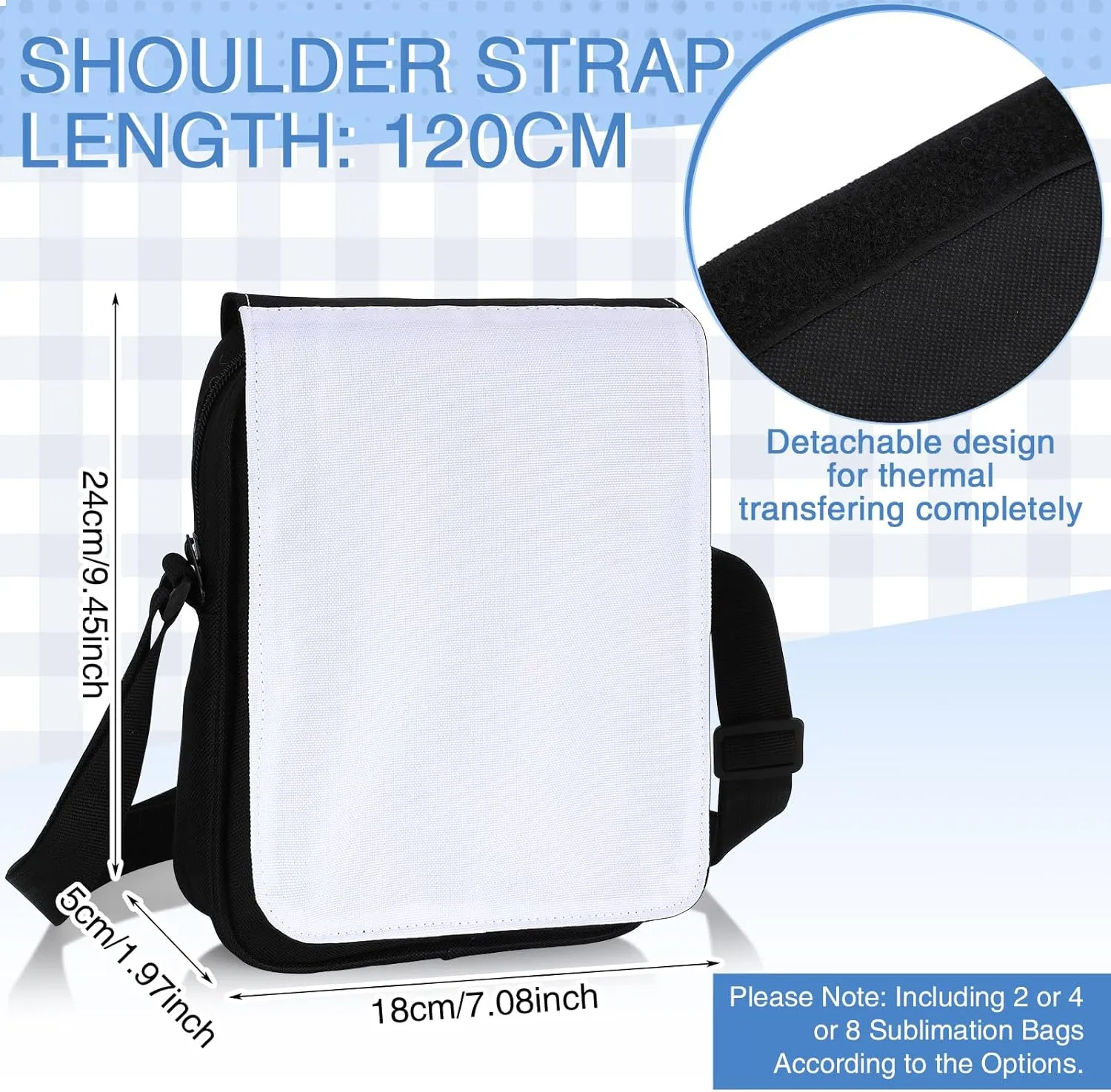 Paterr 2 Pcs Sublimation Bags Blanks Crossbody Shoulder Sport Bag DIY Sublimation Purse for Father's Day Birthday Crafting Gifts