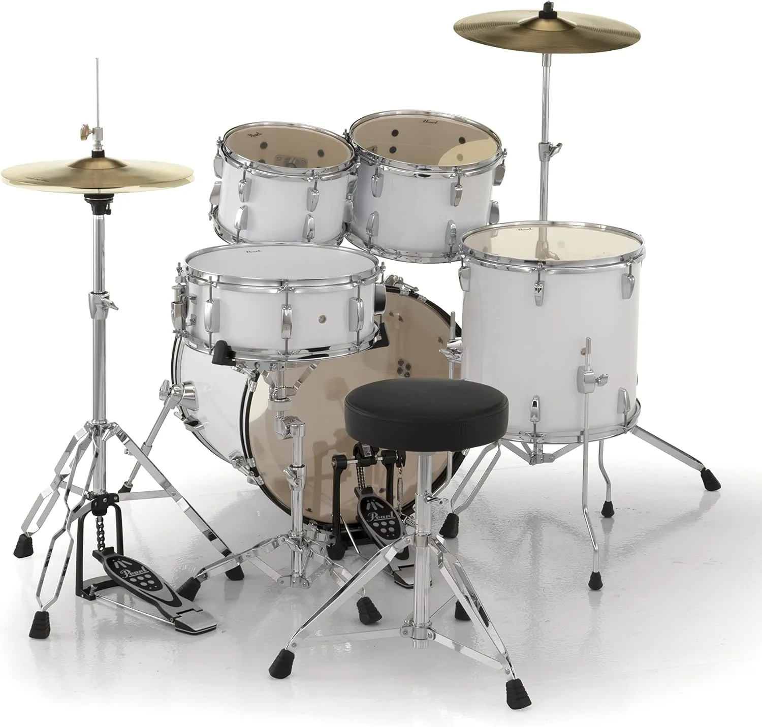 Pearl Roadshow Drum Set 5-Piece Complete Kit with Cymbals and Stands Pure White (RS505C/C33)