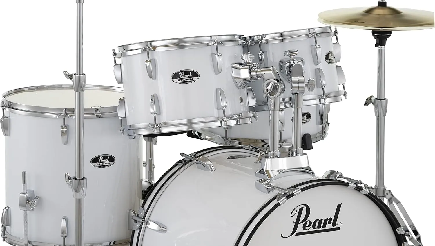 Pearl Roadshow Drum Set 5-Piece Complete Kit with Cymbals and Stands Pure White (RS505C/C33)