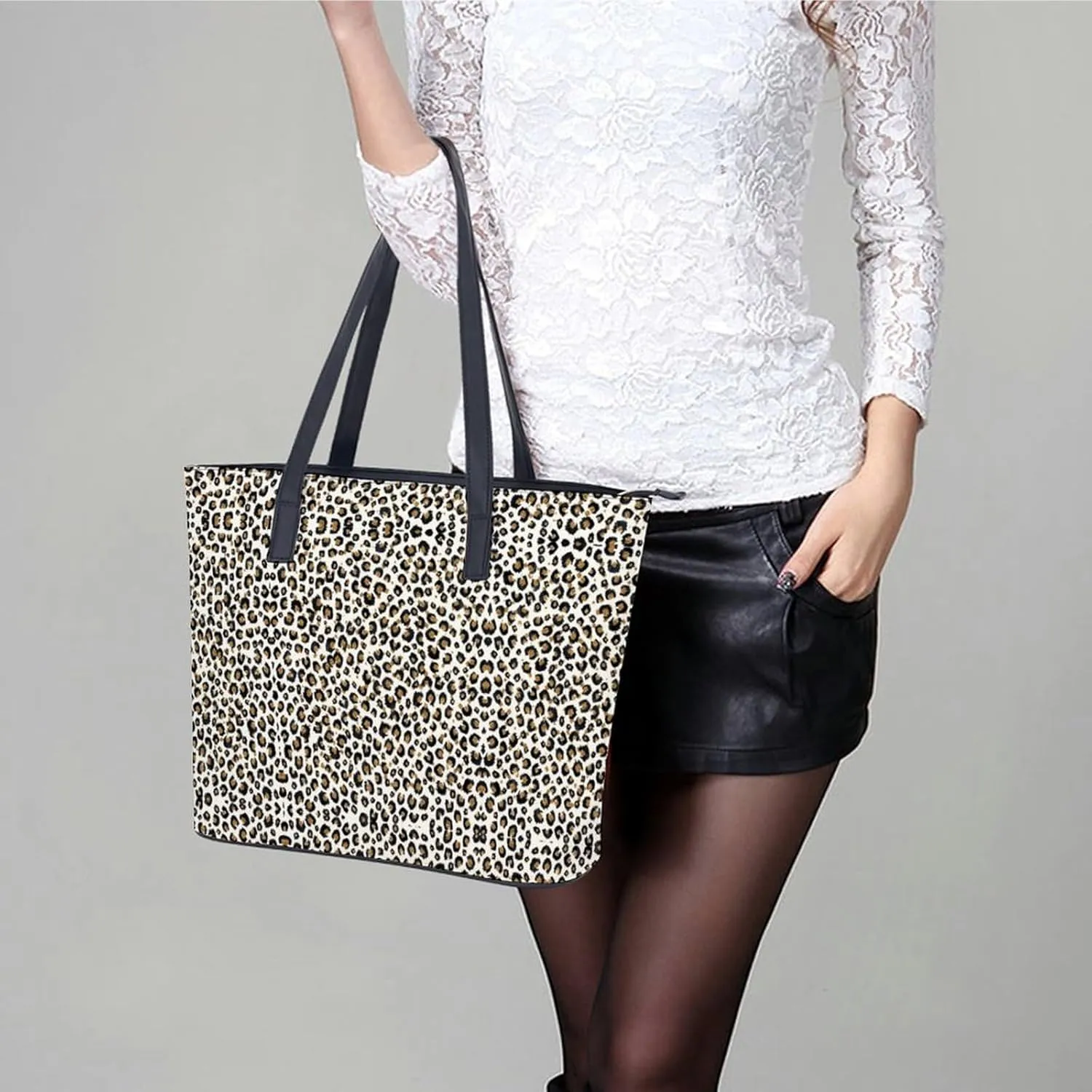 Penguin Bird Large Capacity Portable Leather Handbag