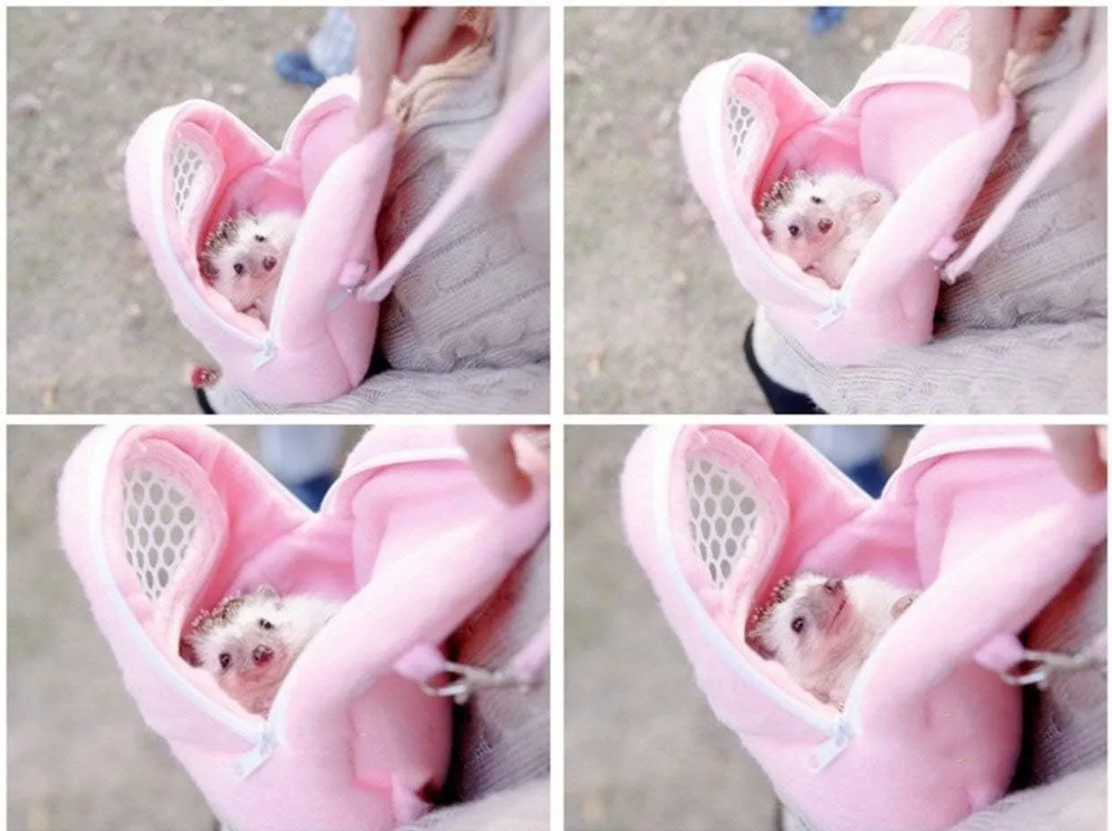 Pet Dog Carrier Bags,Portable African Hedgehog Hamster Breathable Bags,Handbags,Puppy Cat Travel Backpack(S Size:17x12cm/6.7x4.7inch)