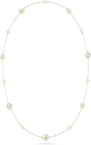 Philipp Plein Womens Plein Mini Logo Gold Plein Mini Logo Crystal Cable Chain Necklace