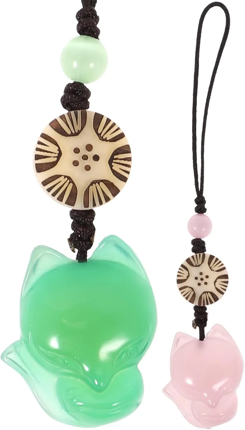 Phone Charm - 2 Pcs Cute Little Phone Pendant Agate Jade Cell Phone Strap Phone Decoration Charms Accessories for Phone Case Keychain Bag Charms (Green, Pink)