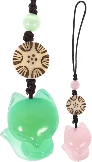 Phone Charm - 2 Pcs Cute Little Phone Pendant Agate Jade Cell Phone Strap Phone Decoration Charms Accessories for Phone Case Keychain Bag Charms (Green, Pink)