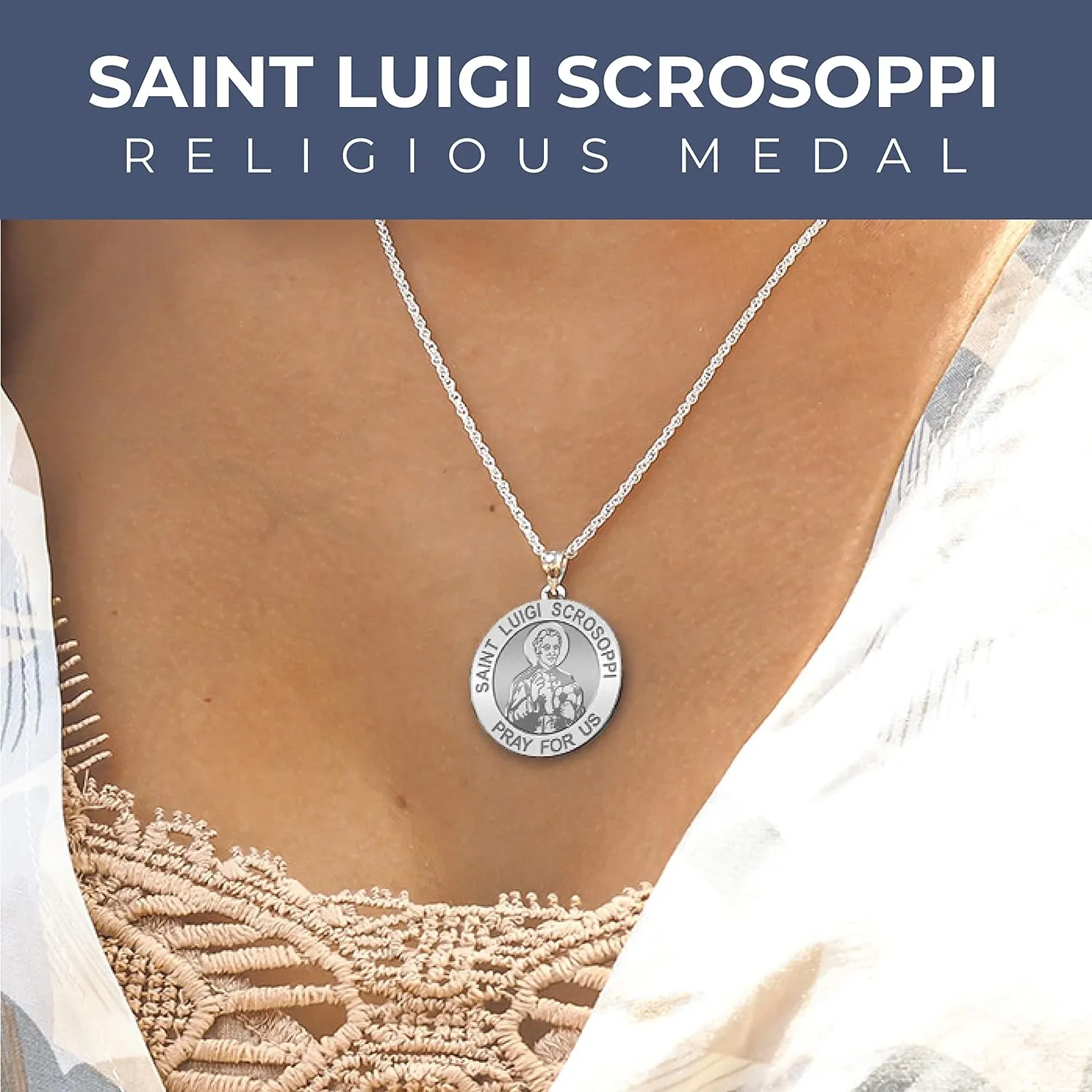 PicturesOnGold.com Saint Luigi Scrosoppi Religious Medal In Sterling Silver and 10K, or 14K Gold - 2/3 Inch, 3/4 Inch, 1 Inch