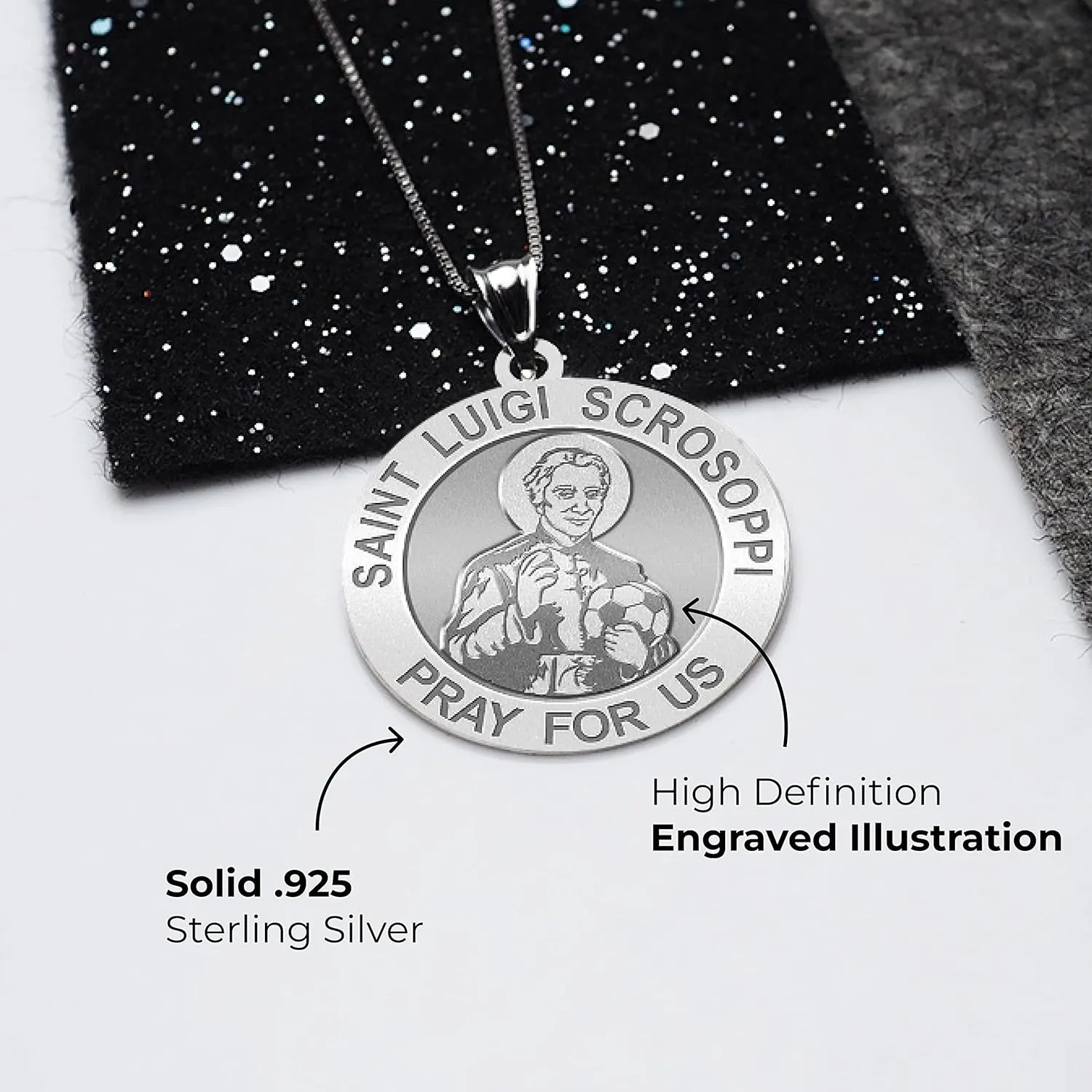 PicturesOnGold.com Saint Luigi Scrosoppi Religious Medal In Sterling Silver and 10K, or 14K Gold - 2/3 Inch, 3/4 Inch, 1 Inch