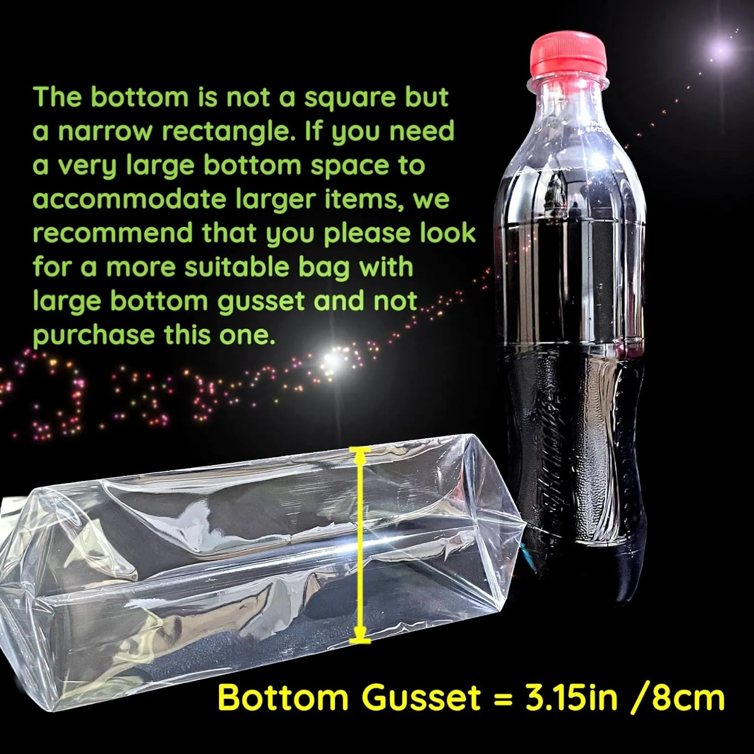 PigPotParty 10"x 14", 50Pcs Bottom Gusset Bags, Clear Plastic Gift Cellophane Mug Treat Goodie Bags with 50x Twist Ties, Large Party Favor Packaging, Toy Wrapping (No Side Gusset)