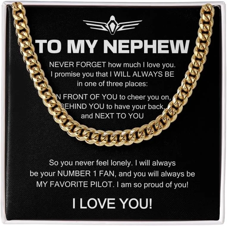 Pilot Son Necklace Cuban Chain Silver - Sometimes It's Hard To Find - Appreciation Captain Aviator Aircraft Graduation From Mom