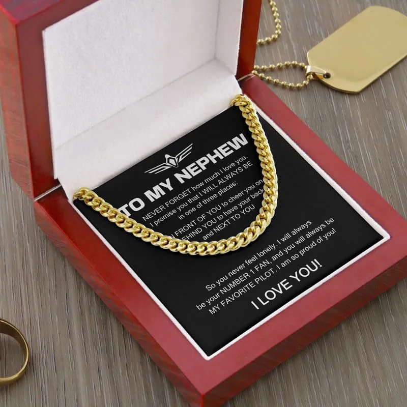 Pilot Son Necklace Cuban Chain Silver - Sometimes It's Hard To Find - Appreciation Captain Aviator Aircraft Graduation From Mom