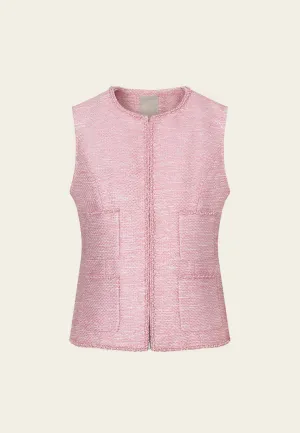 Pink Patch-pocket Embellished Waistcoat
